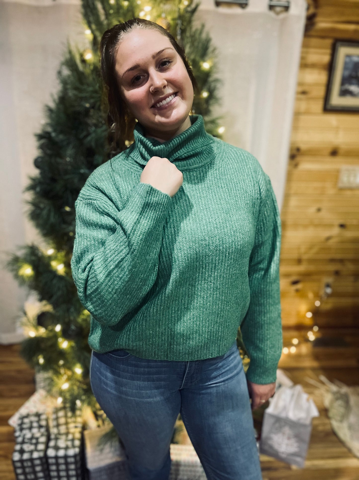 Forest Fern Cozy Neck Sweater